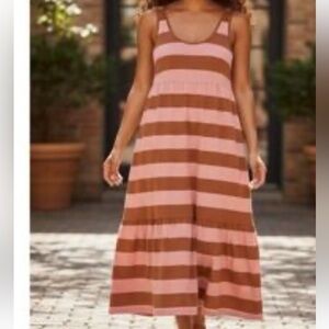 Marine Layer Emma Striped Tiered Maxi Dress Women's S Coastal Boho Cottagecore